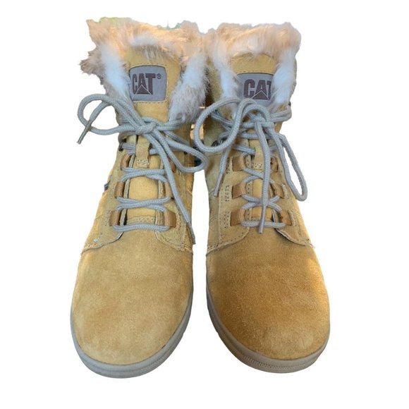 Shoes - Cat Women's Honey Reset Harper Faux Fur Wedge Boots Shoelace Tie  9 W